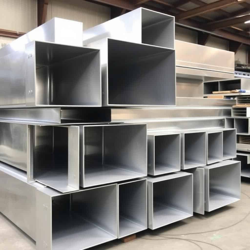 Tubes en aluminium robustes pour systèmes de ventilation industrielle et climatisation.